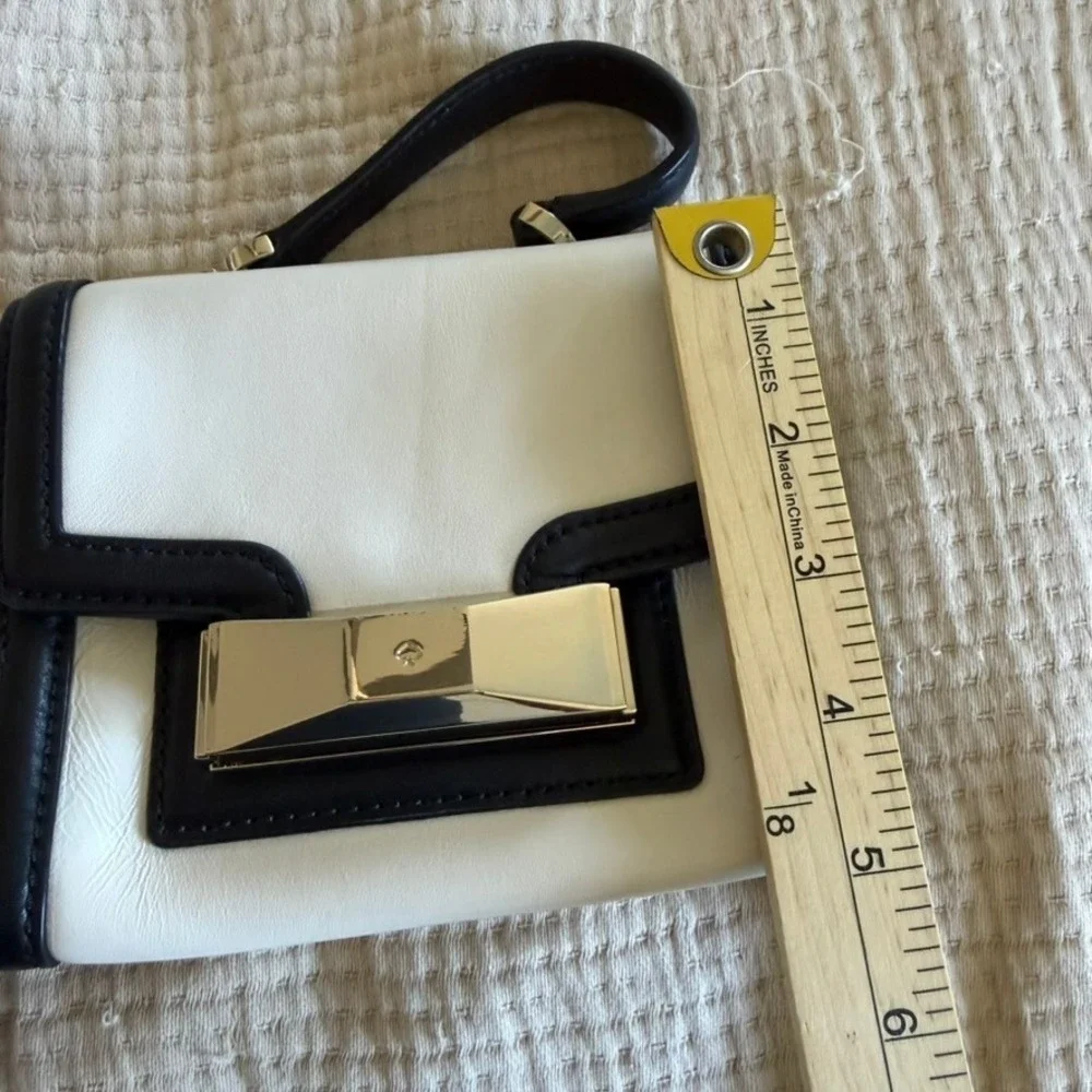Kate Spade Carroll Park Mini Penelope Crossbody Bag White Black Leather Purse